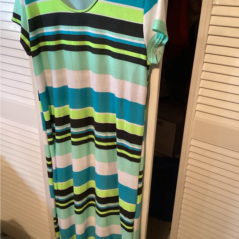 Striped Multicolor Maxi Dress Jennifer Lauren plus size maxi dress,